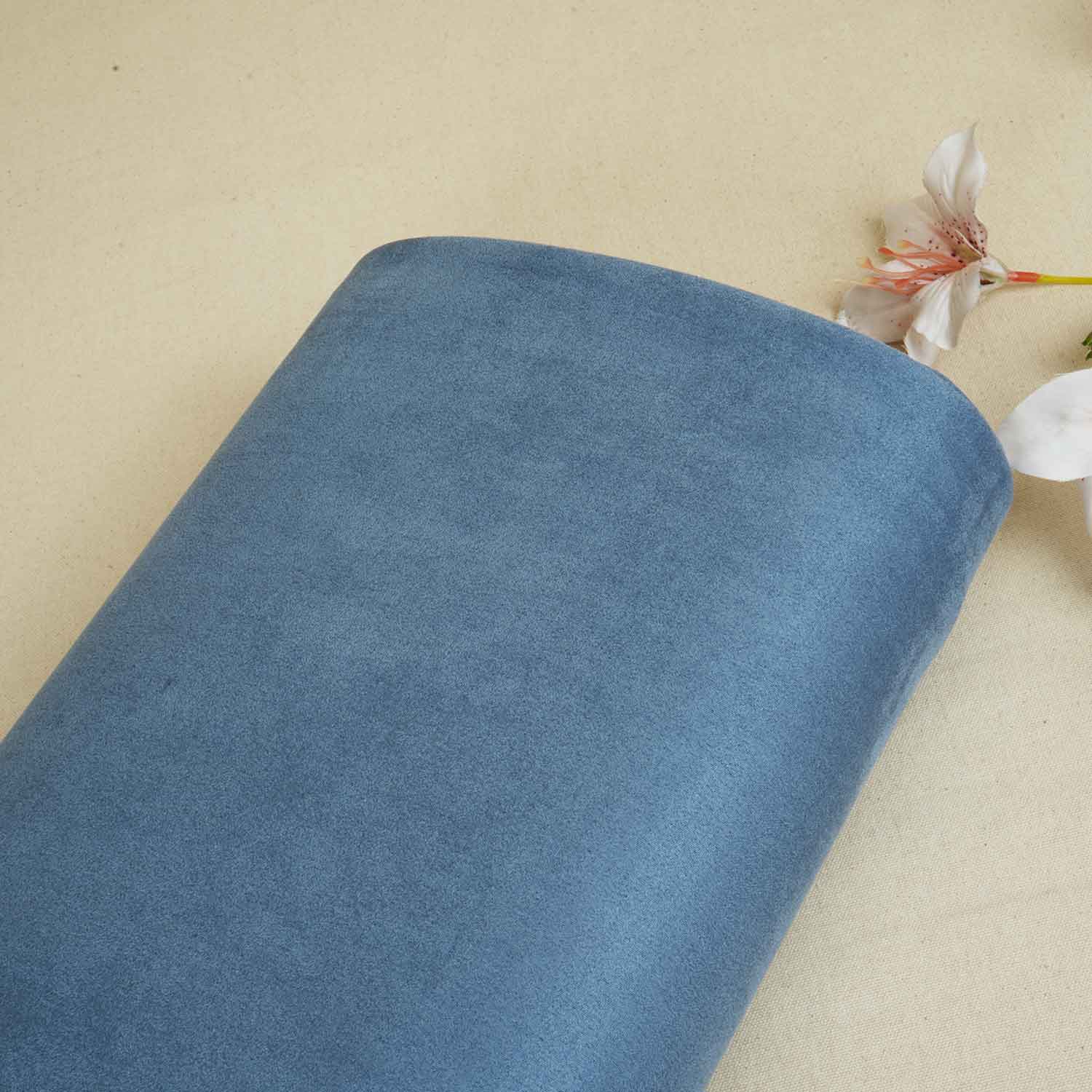 Blue Solid Suede Fabric PDM-28592 - TradeUNO