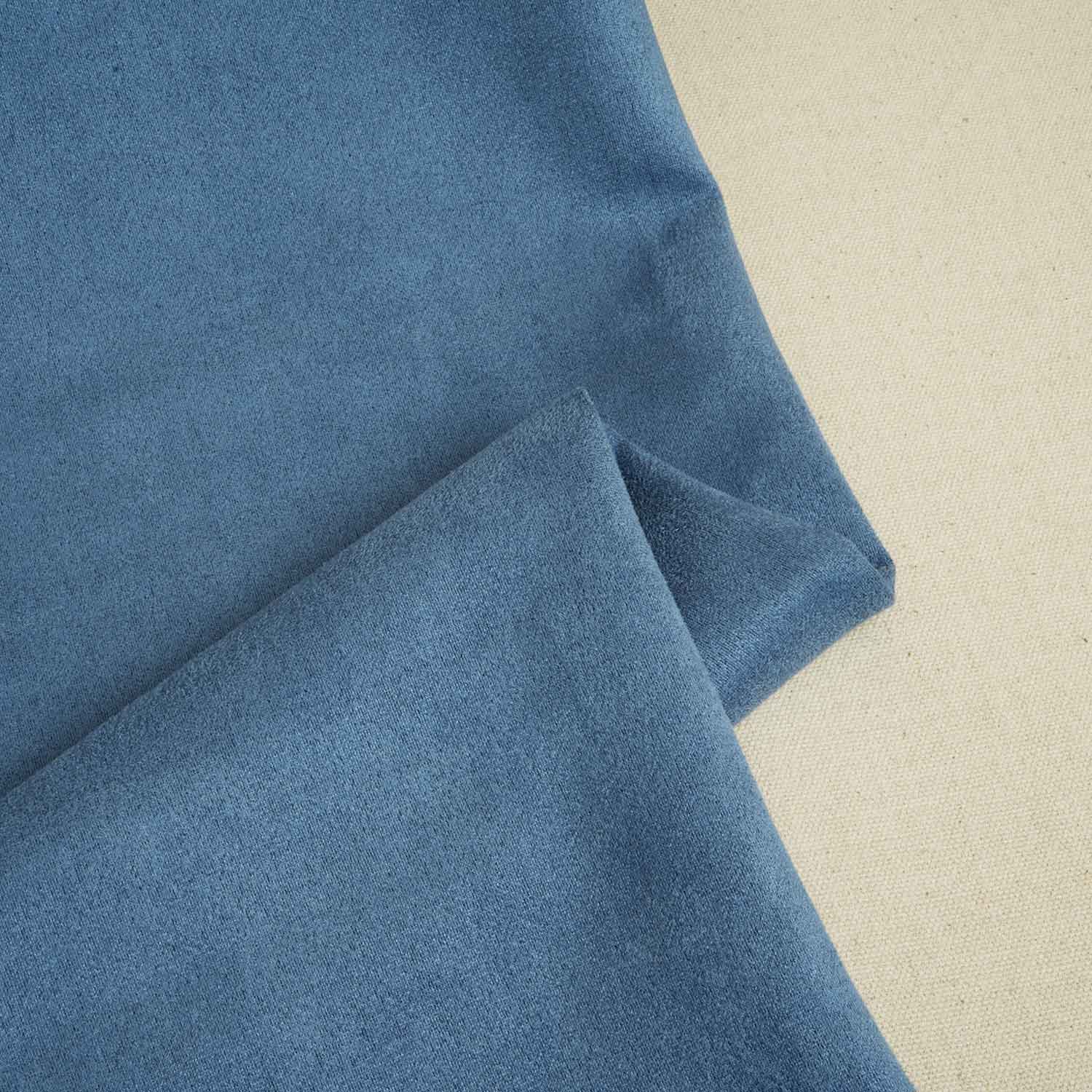 Blue Solid Suede Fabric PDM-28592 - TradeUNO