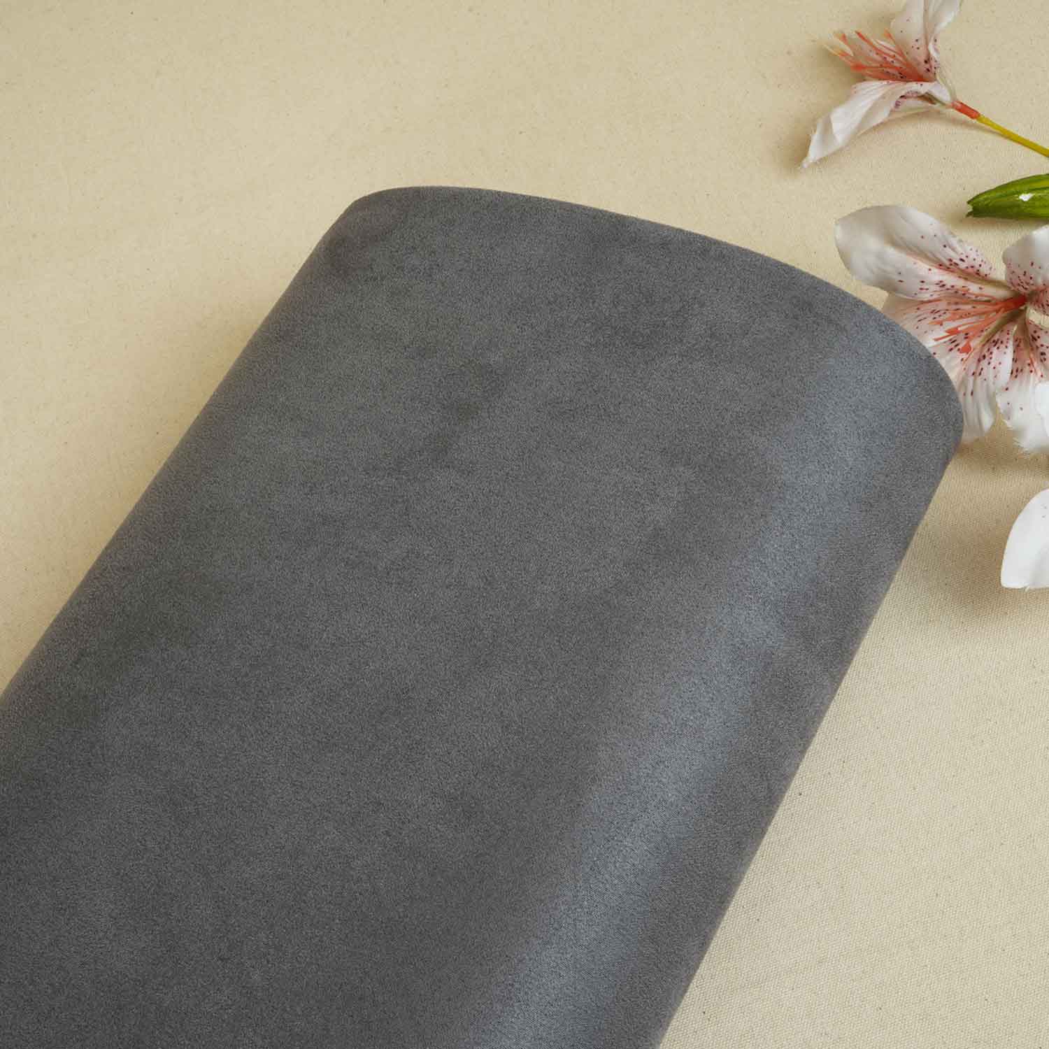 Grey Solid Suede Fabric PDM-28597 - TradeUNO