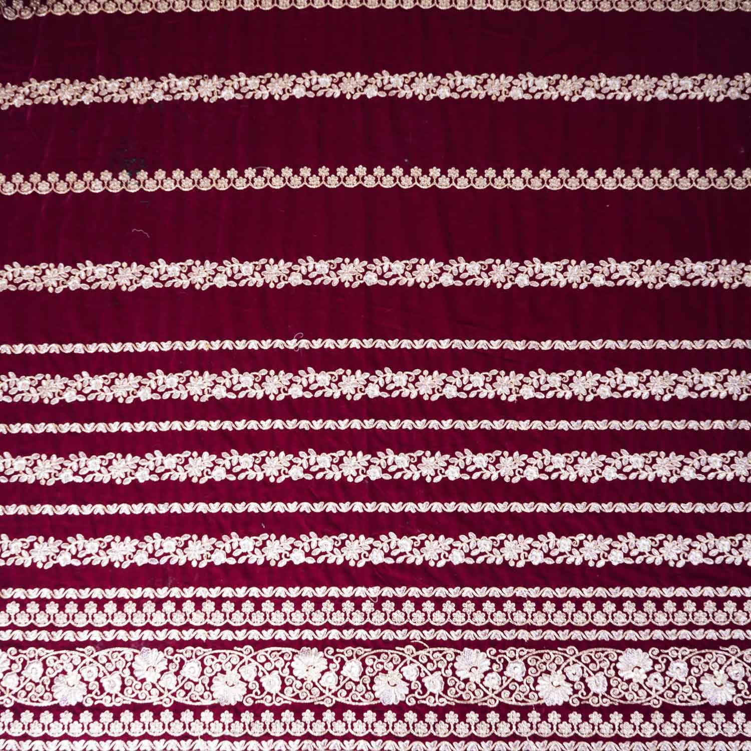 Magenta Pink Zari Sequnis embroidery Velvet Fabric JD-28599 - TradeUNO