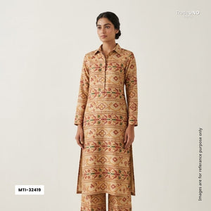 Cream With Multicolor Geometrical Kanjivaram Silk Fabric MTI-32419 - TradeUNO