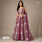 Wine Stripes thread cutdana embroidery Isha Silk Fabric VFS-31681 - TradeUNO
