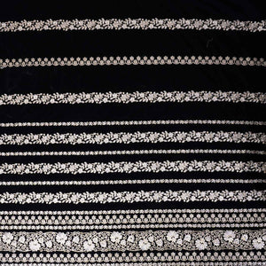 Black Zari Sequnis embroidery Velvet Fabric JD-28600 - TradeUNO