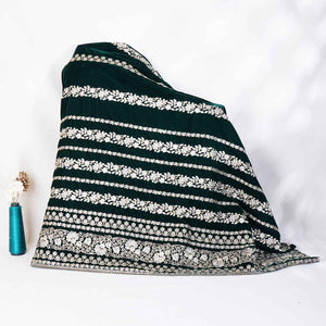 Green Zari Sequnis embroidery Velvet Fabric JD-28601 - TradeUNO