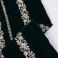Green Zari Sequnis embroidery Velvet Fabric JD-28601