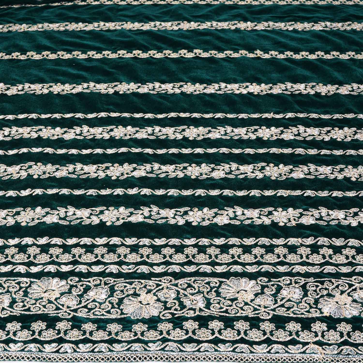 Green Zari Sequnis embroidery Velvet Fabric JD-28601 - TradeUNO