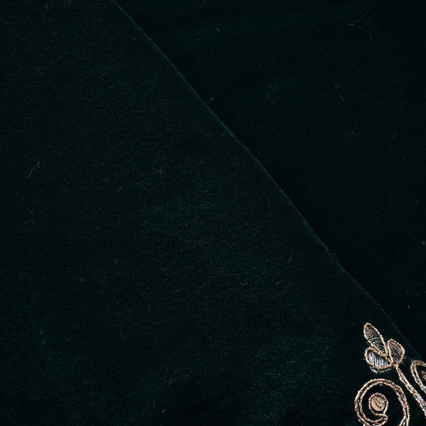 Green Border Work Zari embroidery Velvet Fabric JD-28603