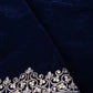 Teal Blue Border Work Zari embroidery Velvet Fabric JD-28604