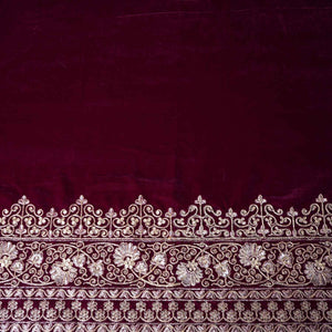 Wine Border Work Zari embroidery Velvet Fabric JD-28605 - TradeUNO