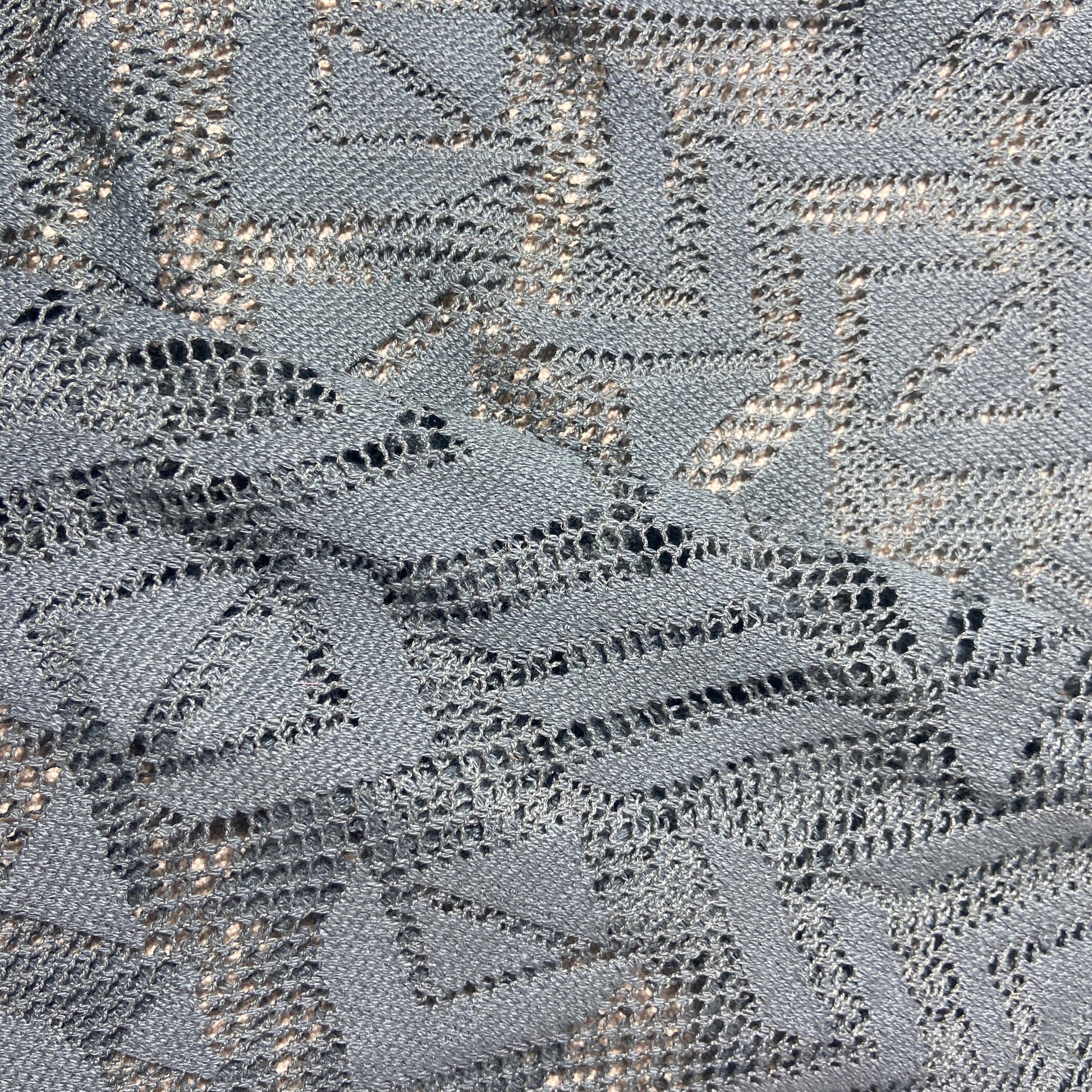 Grey Color Geomatrical Cotton Lace Fabric