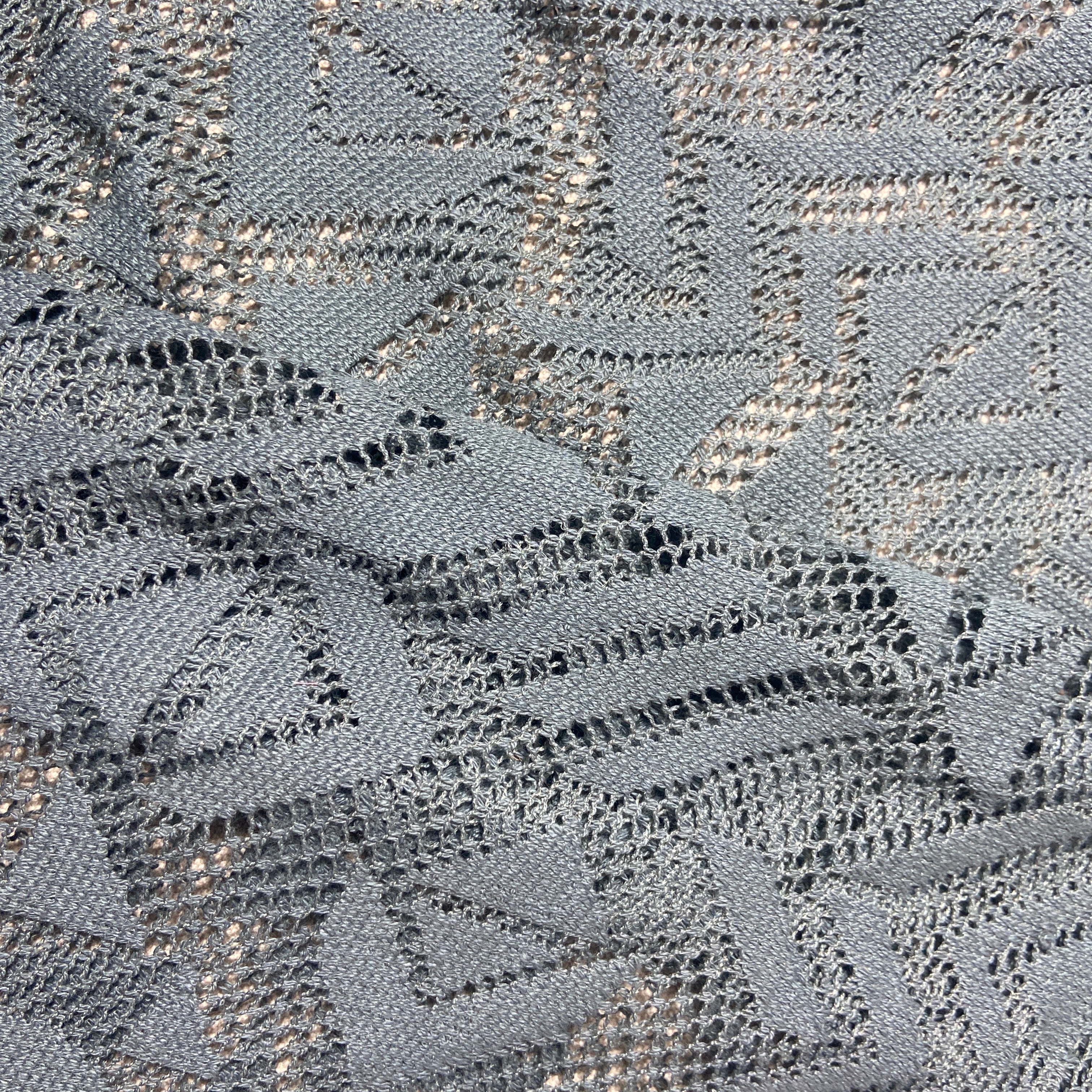 Grey Color Geomatrical Cotton Lace Fabric