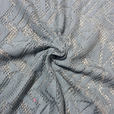 Grey Color Geomatrical Cotton Lace Fabric
