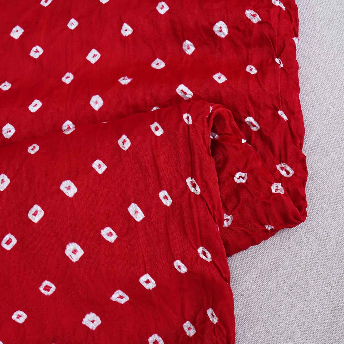 Red Bandhani Print Modal Silk Fabric SC-28607