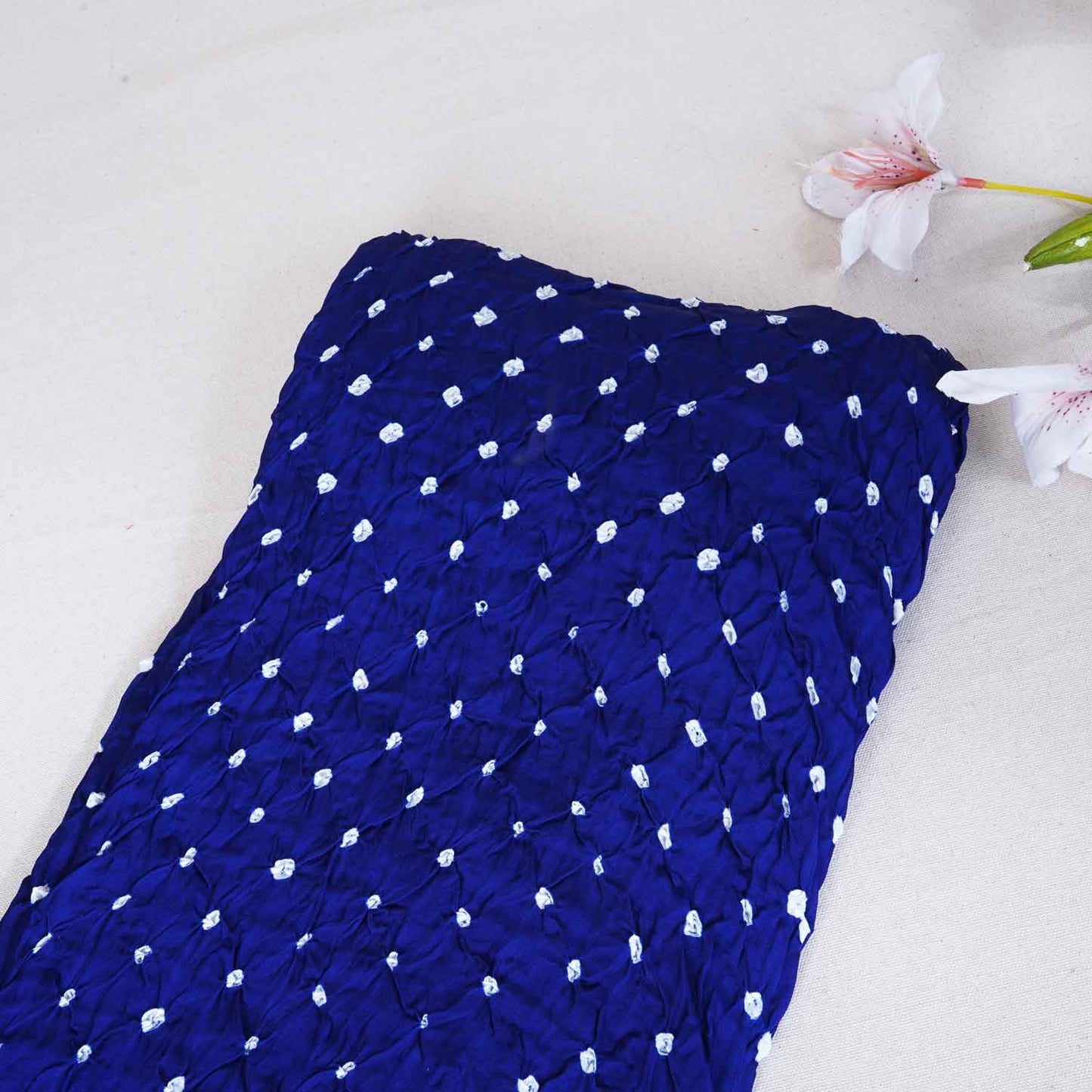 Royal Blue Bandhani Print Modal Silk Fabric SC-28609