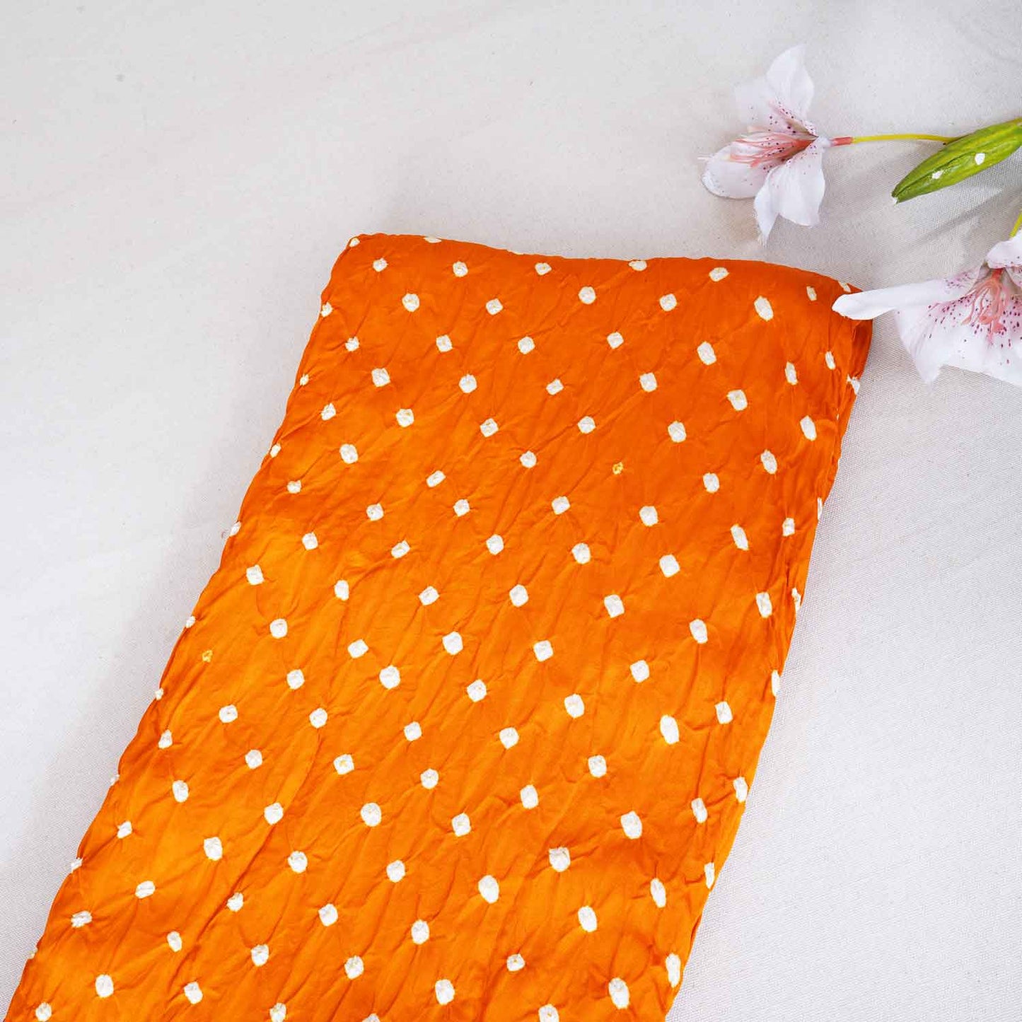 Mustard Bandhani Print Modal Silk Fabric SC-28610