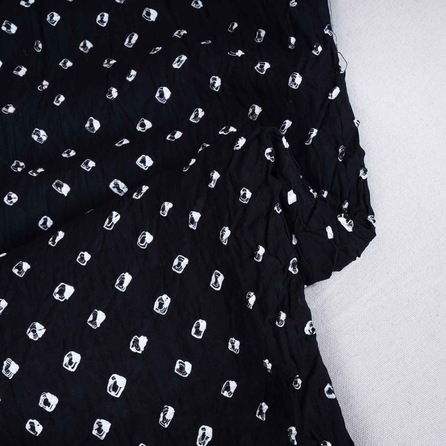 Black Bandhani Print Modal Silk Fabric SC-28611