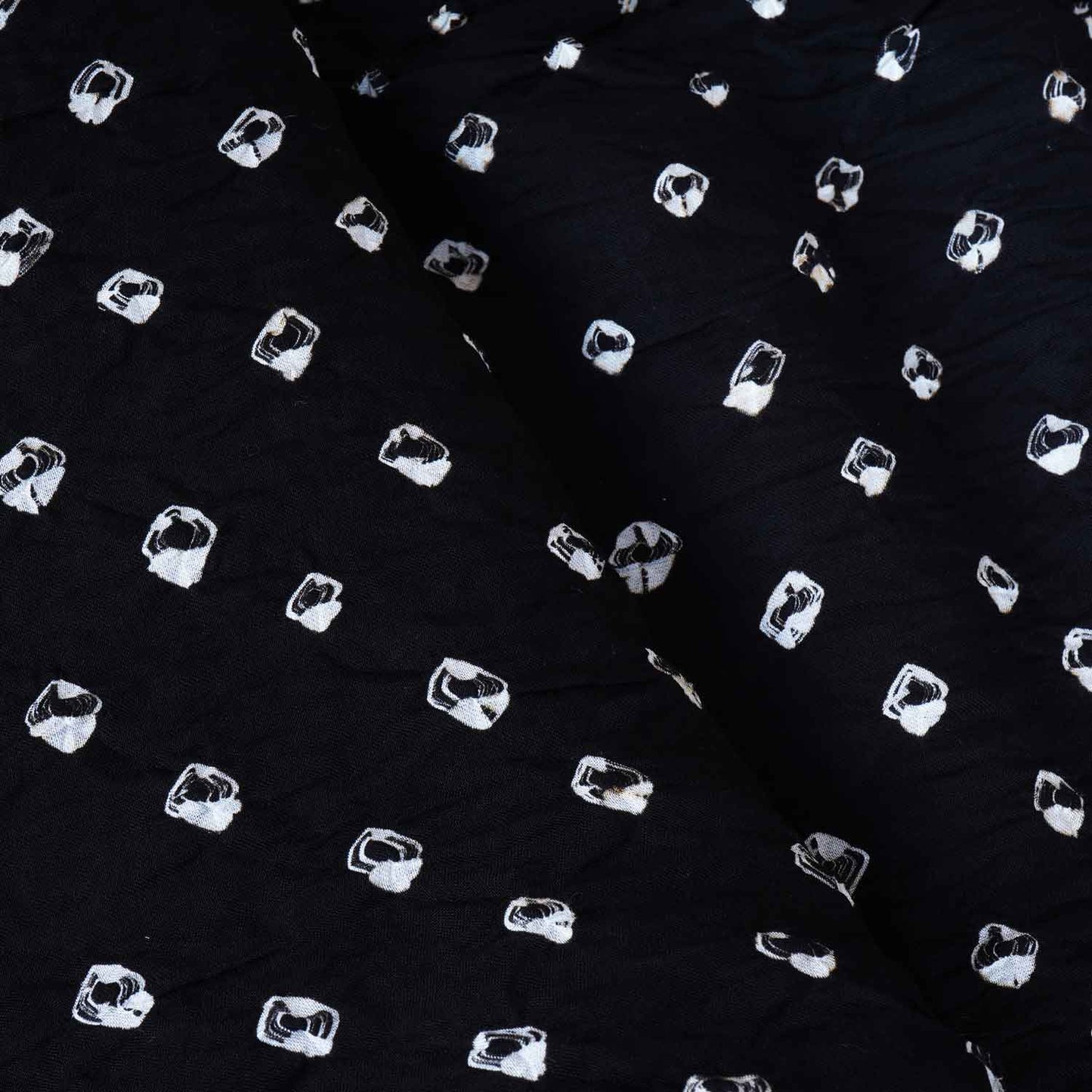 Black Bandhani Print Modal Silk Fabric SC-28611