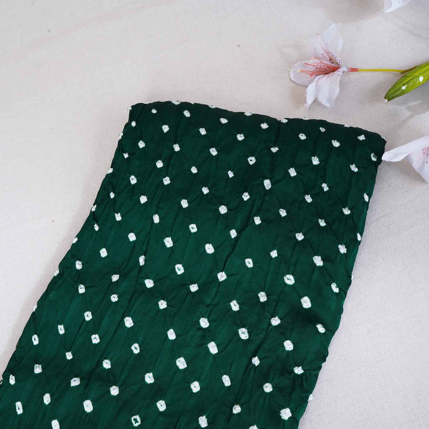 Green Bandhani Print Modal Silk Fabric SC-28612