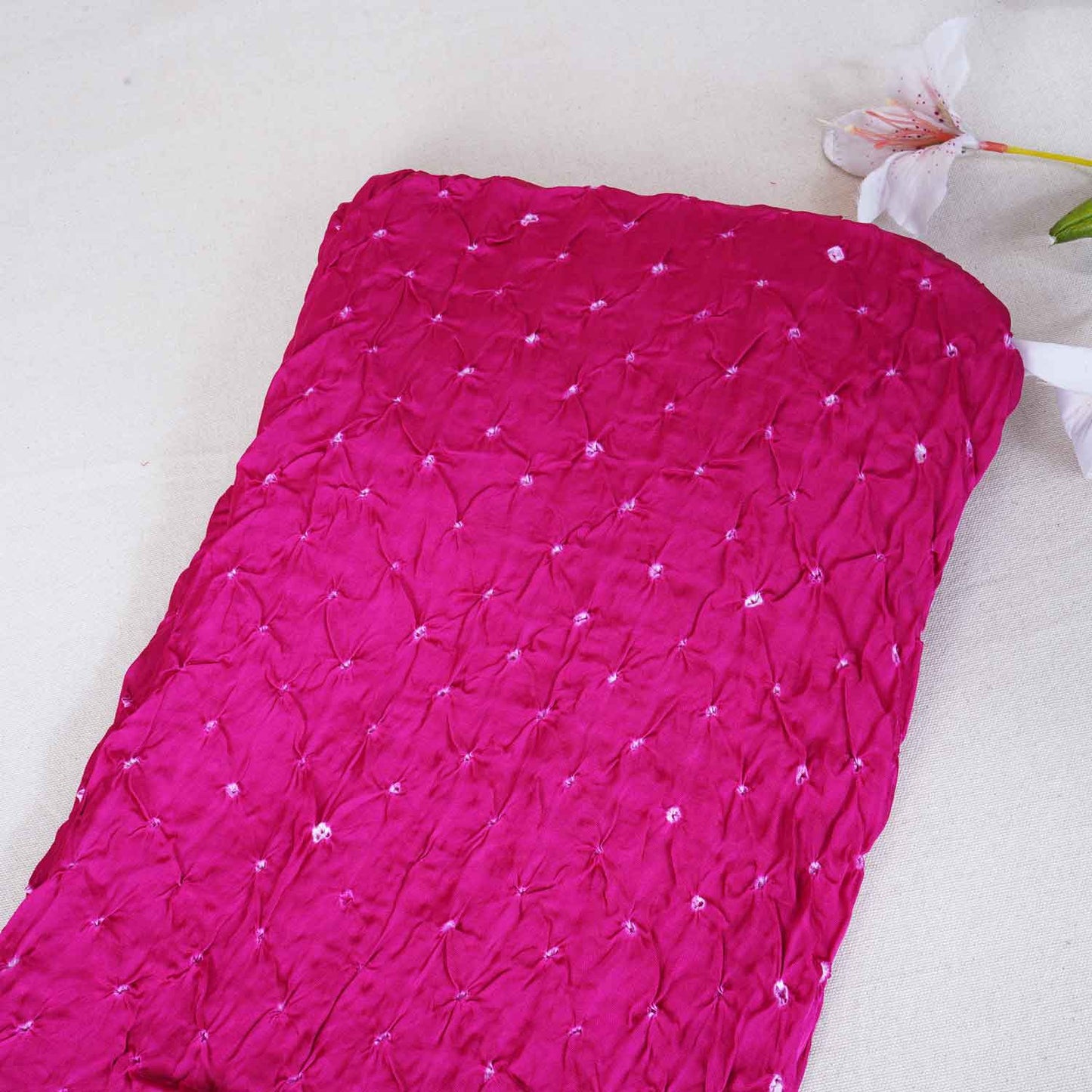 Magenta Bandhani Print Modal Silk Fabric SC-28615