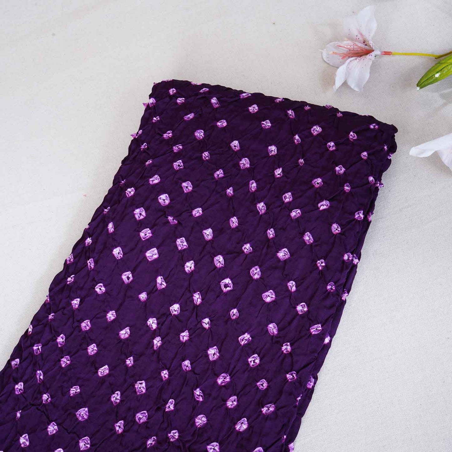 Dark Purple Bandhani Print Modal Silk Fabric SC-28616