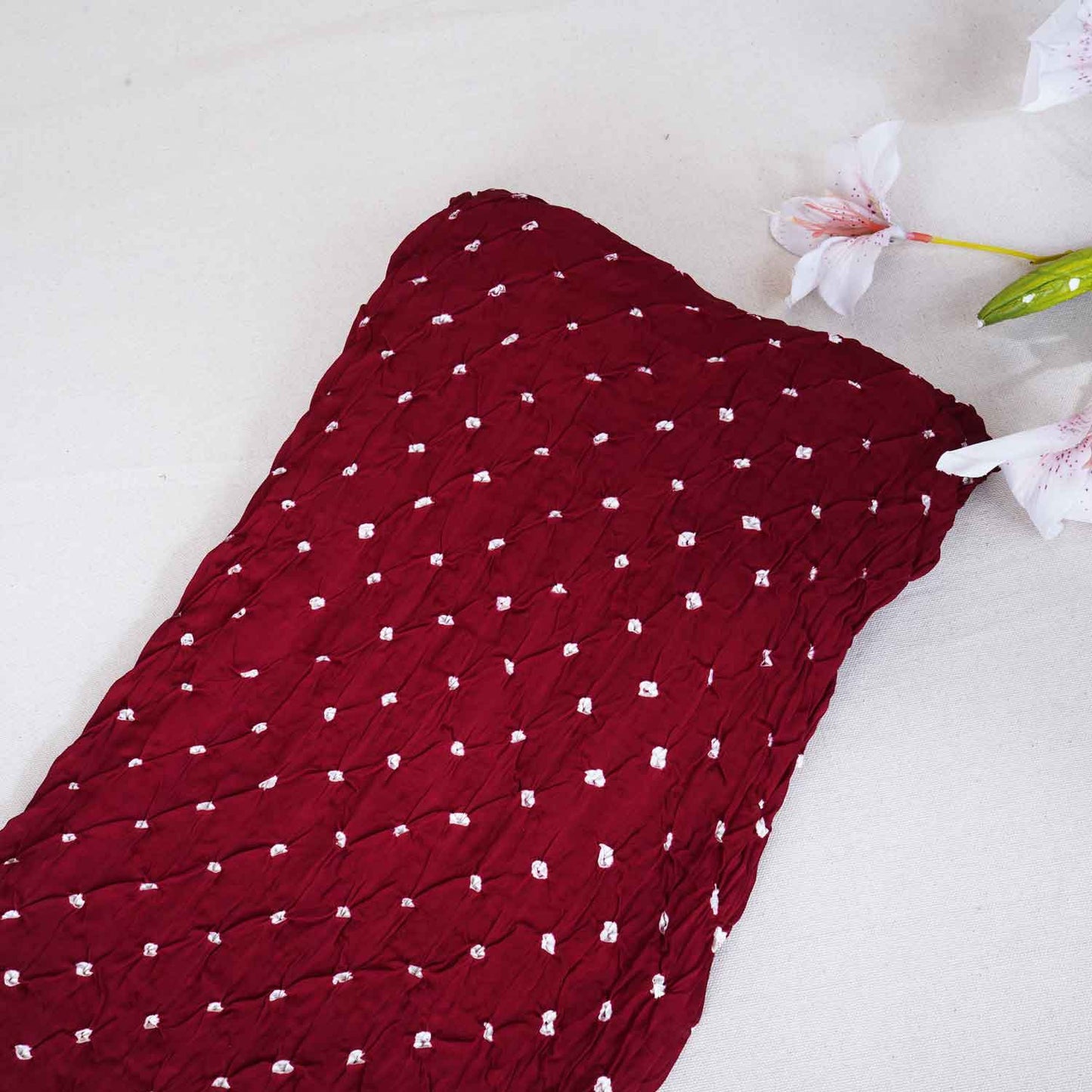 Maroon Bandhani Print Modal Silk Fabric SC-28617