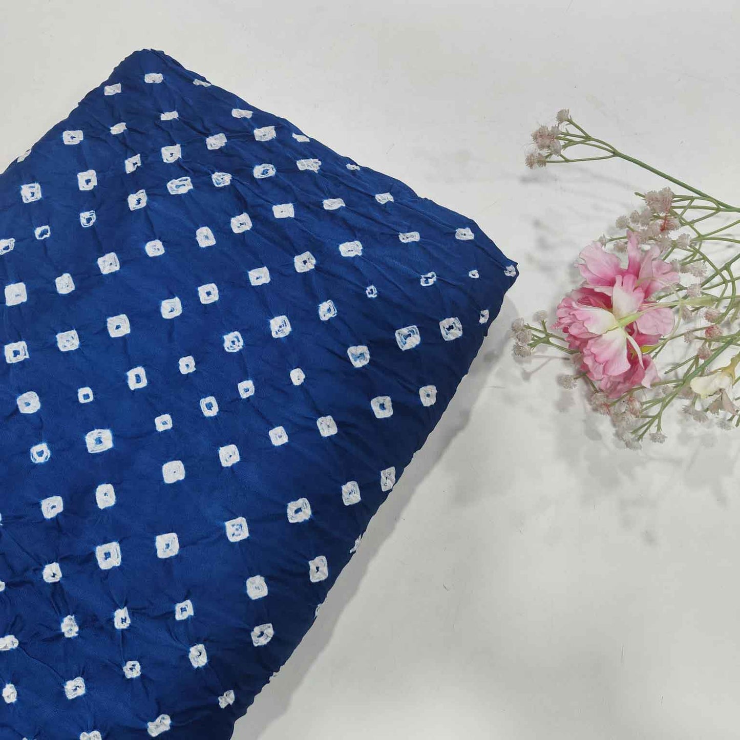 Aqua Blue Bandhani Print Modal Silk Fabric SC-28618