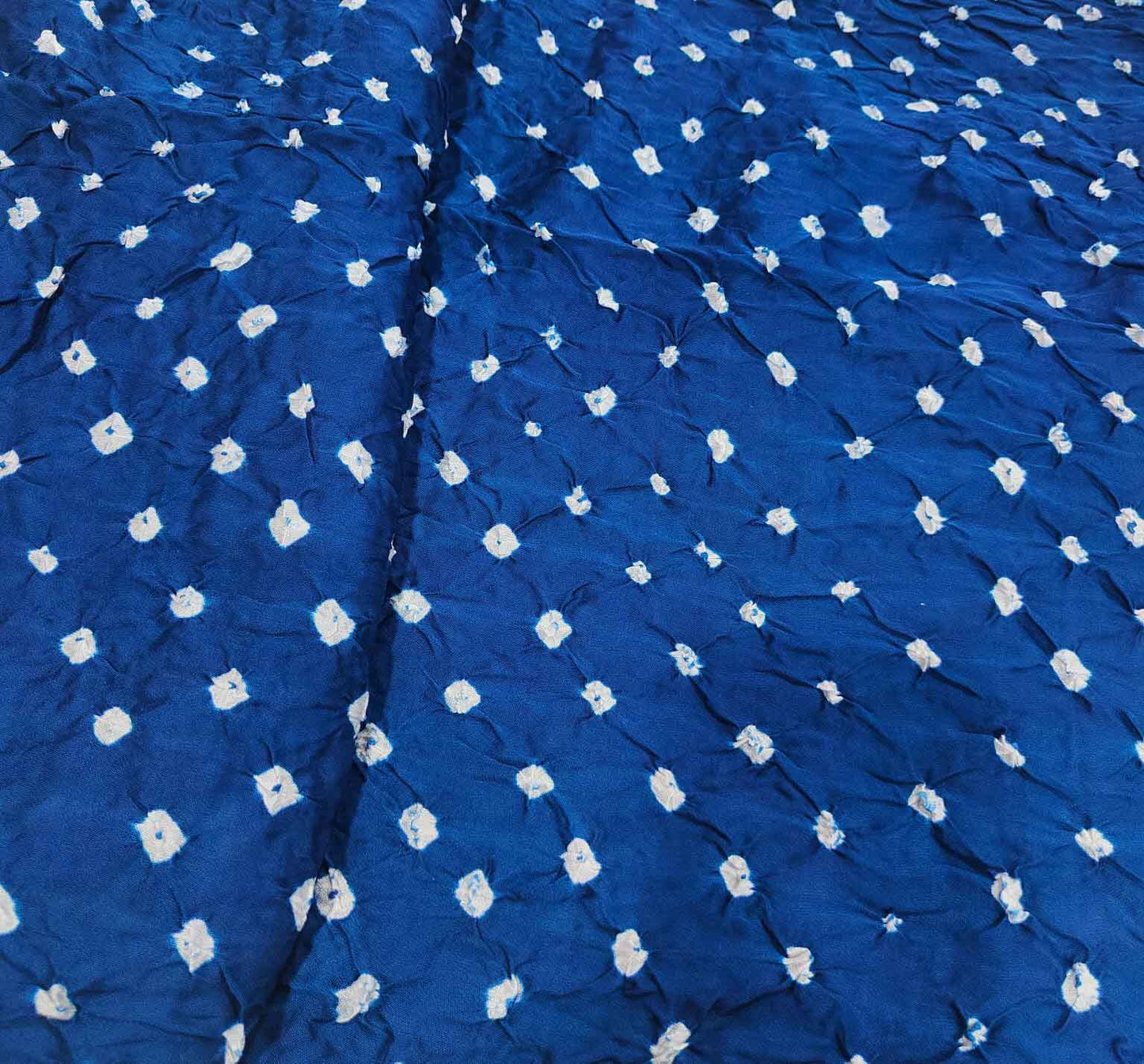 Aqua Blue Bandhani Print Modal Silk Fabric SC-28618