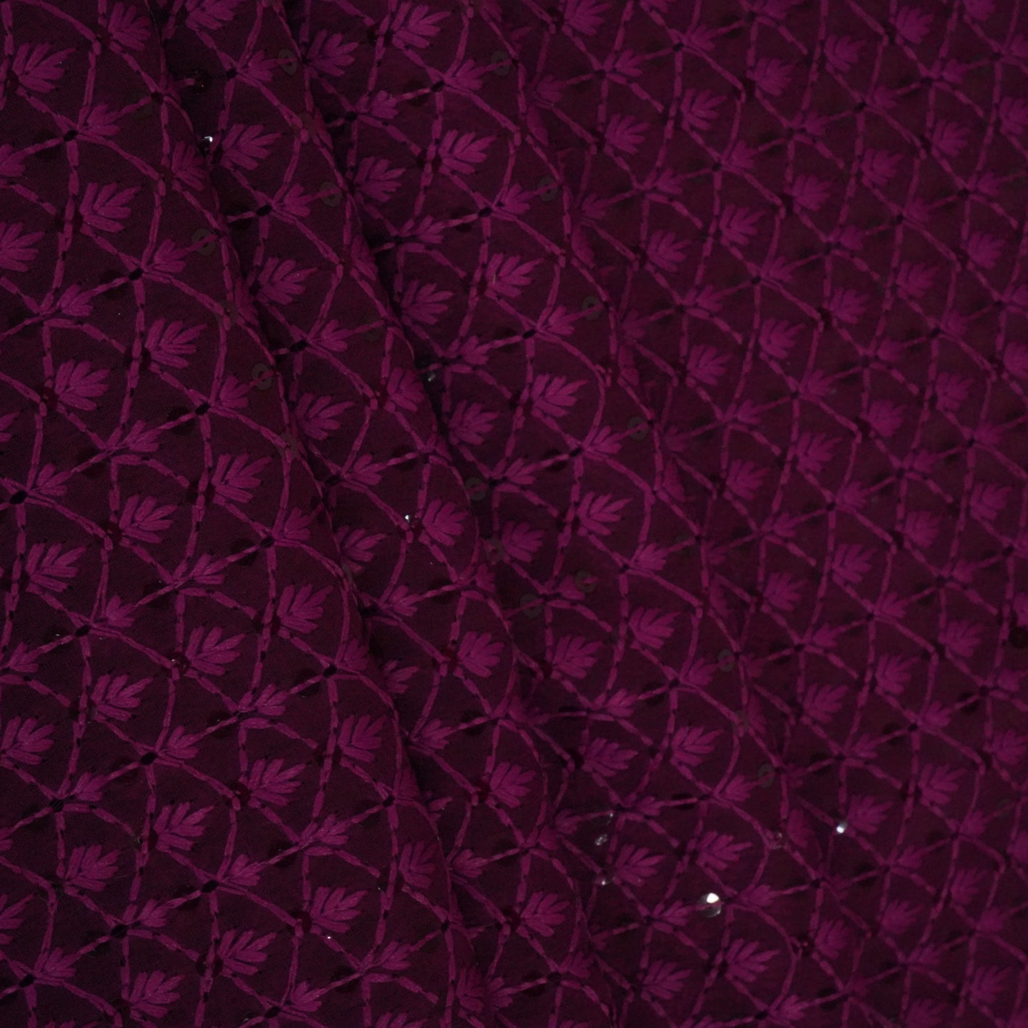 Light Mehroon Color Embroidery Sequence Fabric TU-6186