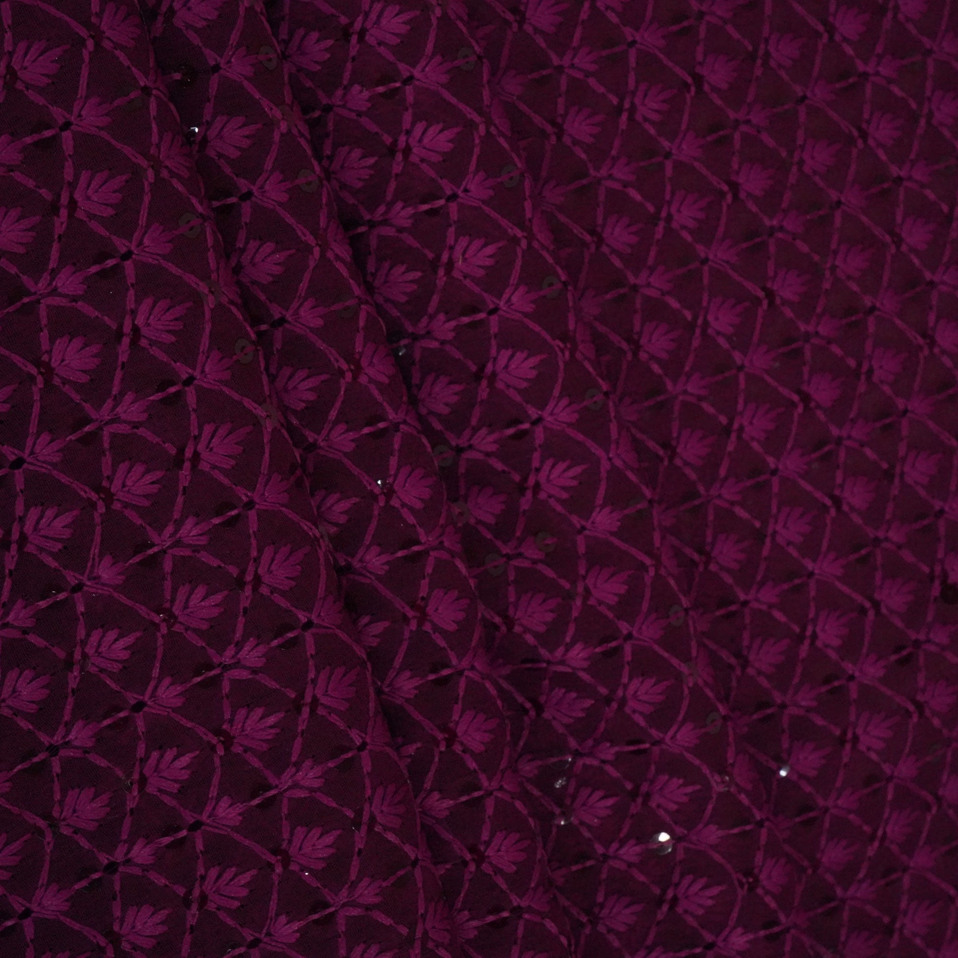 Light Mehroon Color Embroidery Sequence Fabric TU-6186