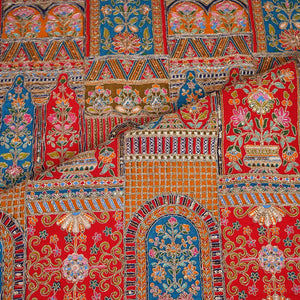 Red Traditional Zari Embroidery Crepe Fabric LT-28628 - TradeUNO