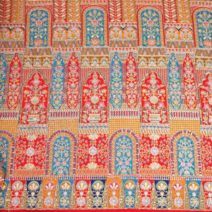 Red Traditional Zari Embroidery Crepe Fabric LT-28628 - TradeUNO