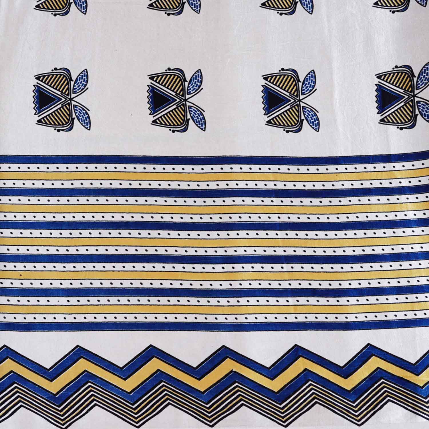 Cream Ajrakh Print Mashru Silk Fabric EEG-28630 - TradeUNO