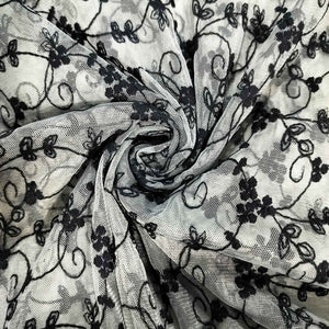 Grey Foloral print Crochet Fabric TU-6304