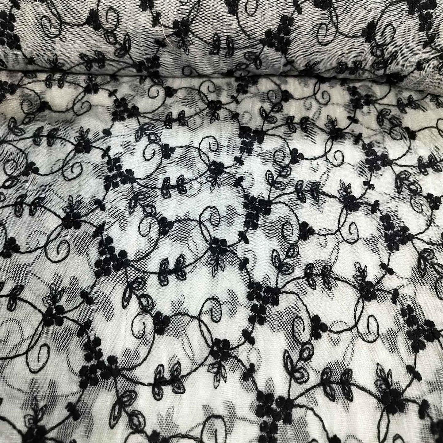 Grey Foloral print Crochet Fabric TU-6304