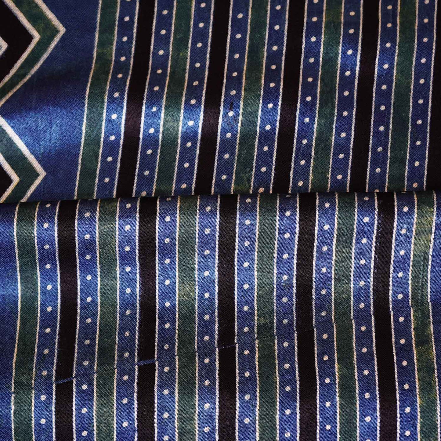 Blue Ajrakh Print Mashru Silk Fabric EEG-28633