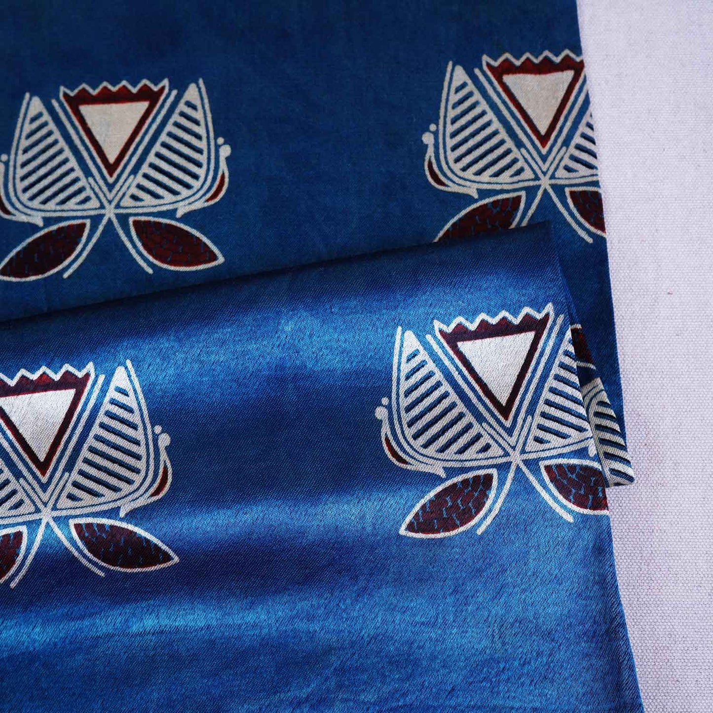 Blue Ajrakh Print Mashru Silk Fabric EEG-28634