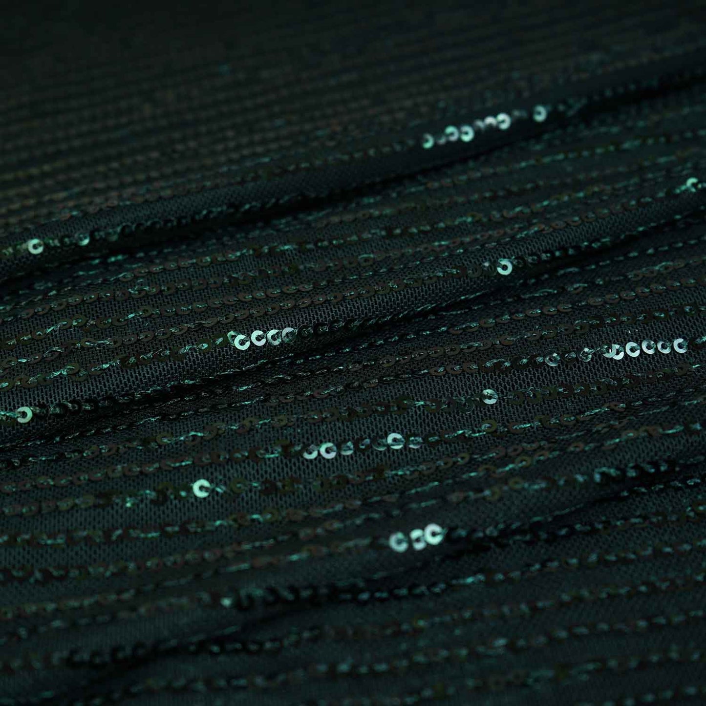 Green Embroidery Sequins Power Net Fabric