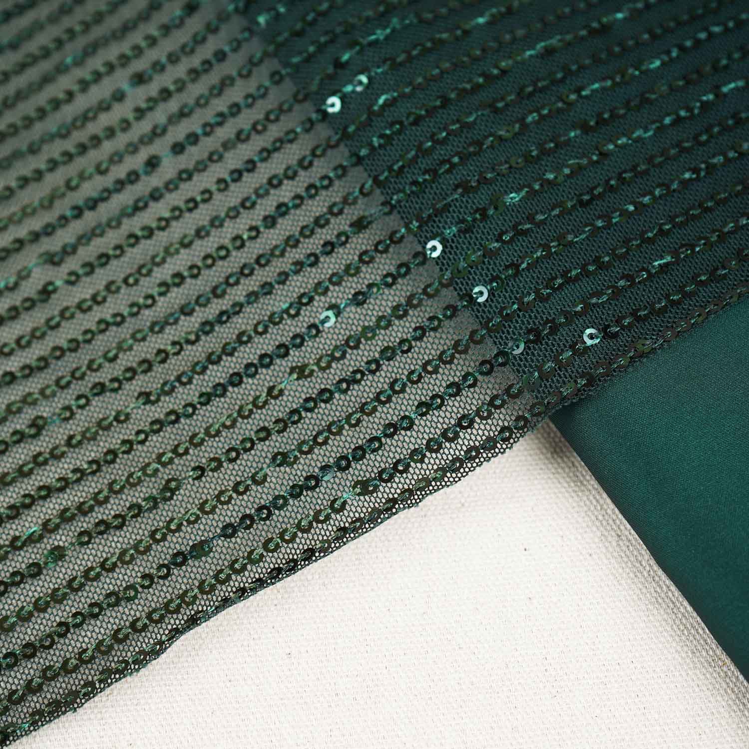 Green Embroidery Sequins Power Net Fabric - TradeUNO