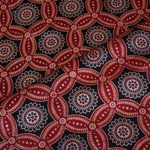 Red Ajrakh Print Mashru Silk Fabric EEG-28637 - TradeUNO