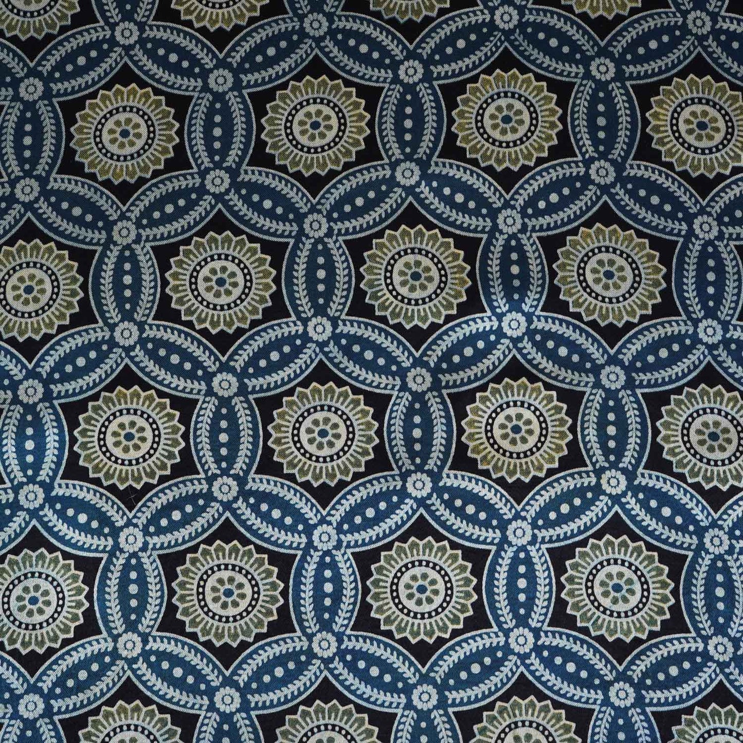 Teal Blue Ajrakh Print Mashru Silk Fabric EEG-28639