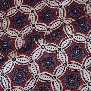 Cream Ajrakh Print Mashru Silk Fabric EEG-28640 - TradeUNO