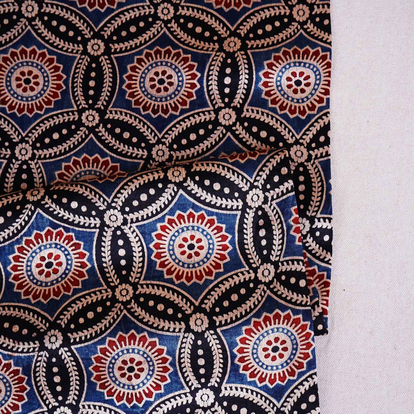 Black Ajrakh Print Mashru Silk Fabric EEG-28641