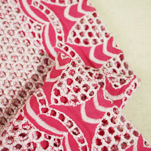 Pink & White Schiffli Embroidery Cotton TU-6436