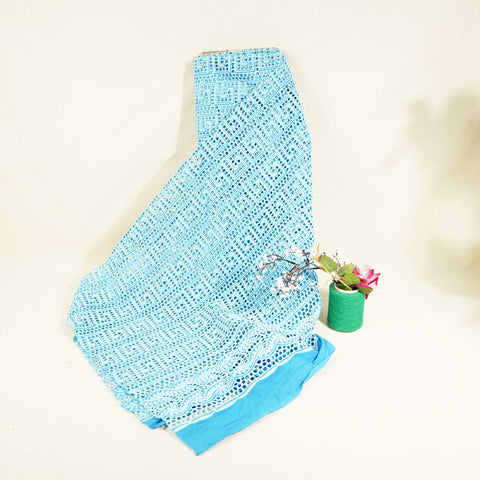 Blue Schiffli Embroidery Cotton TU-6438