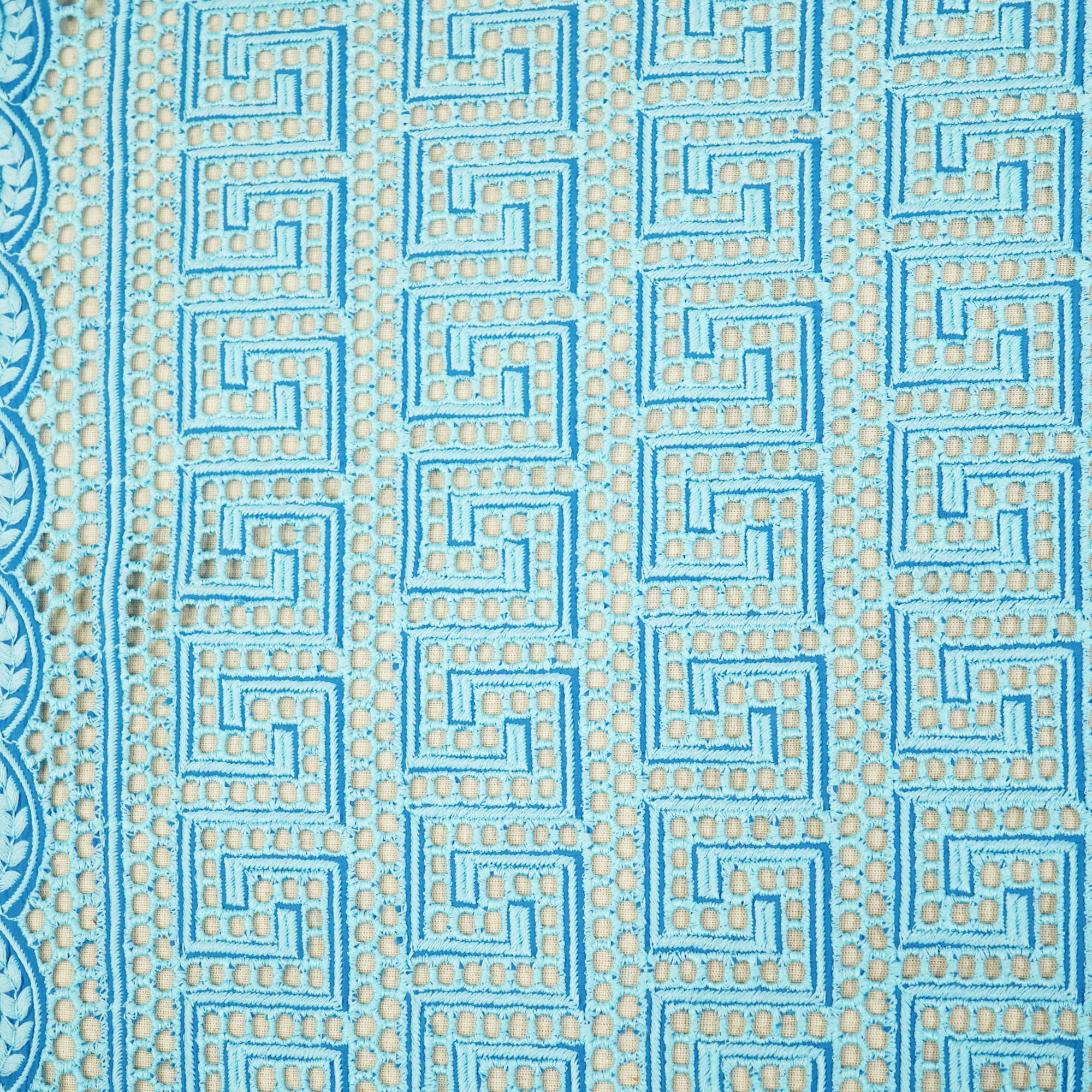 Blue Schiffli Embroidery Cotton TU-6438