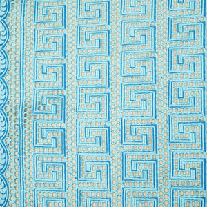 Blue Schiffli Embroidery Cotton TU-6438