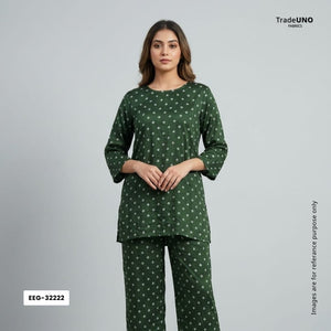Green Bandhani Print Modal Satin Fabric EEG-32222 - TradeUNO