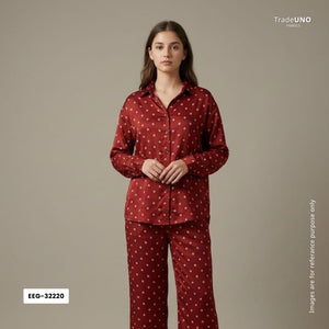Dark Red Bandhani Print Modal Satin Fabric EEG-32220 - TradeUNO