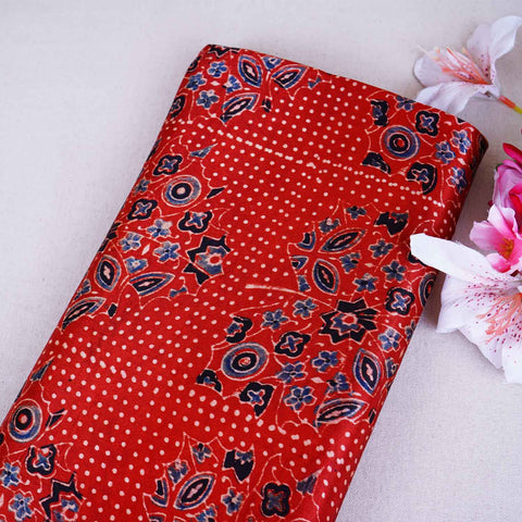 Red Ajrakh Print Mashru Silk Fabric EEG-28654