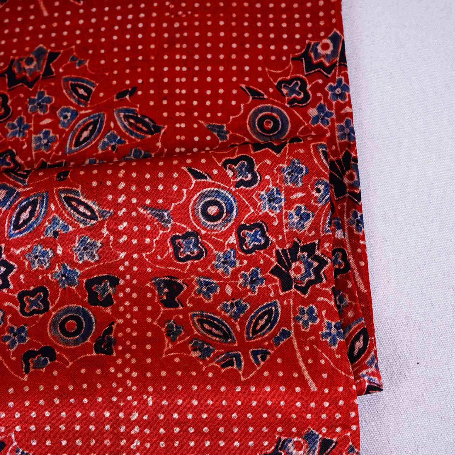 Red Ajrakh Print Mashru Silk Fabric EEG-28654 - TradeUNO